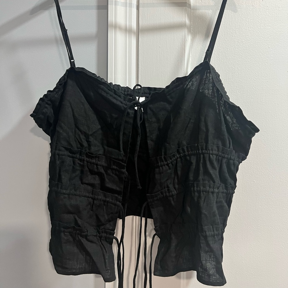 H&M Black Ruched Camisole Top